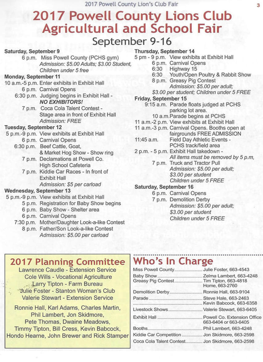 Powell County Fair Schedule WSKVFM